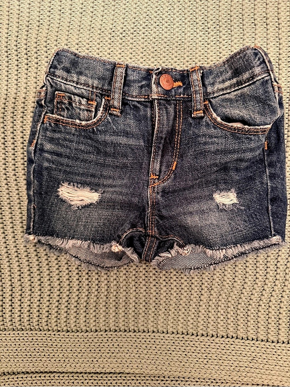 Old Navy Distressed Denim Jean Shorts in Blue Size 18-24 mo
